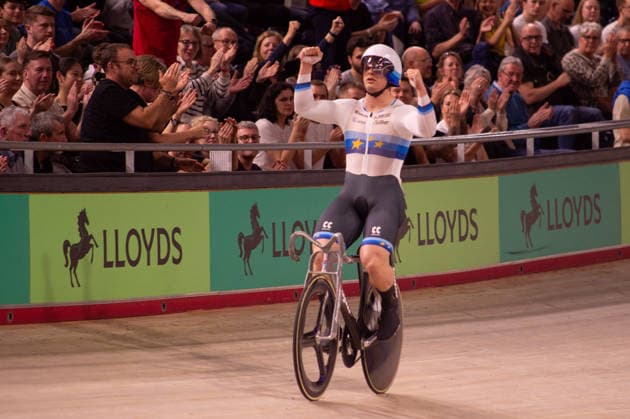 Matthew Richardson wins the Mens Kieran. Lloyds National Track cycling, Rad, Radsport, Bahnrad, Bahn Championship, National Cycling Centre, Manchester, England, 22nd Feb 2026. Copyright: xSeanxWalshx Sportspressphoto_SPR96640