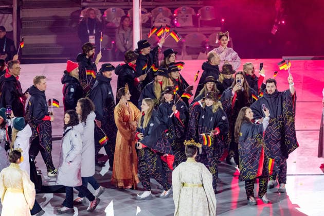 OLYMPICS - Winter Olympic Games, Olympische Spiele, Olympia, OS Milano Cortina 2026 VERONA,ITALY,22.FEB.26 - OLYMPICS - Winter Olympic Games Milano Cortina 2026, closing ceremony. Image shows athletes from germany.  GEPAxpictures xMatthiasxTrinkl