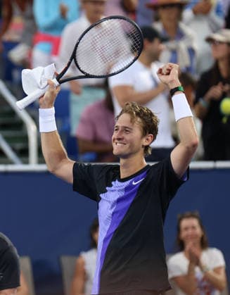 February 22, 2026, Delray Beach, Florida, USA: SEBASTIAN KORDA (USA) reacts to winning the Men™s Singles Finals match at Delray Beach Tennis Center. Delray Beach USA - ZUMA 20260222_mda_v151_230 Copyright: xLorenzoxVasquezx