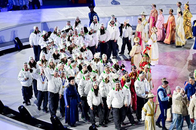 Italian Team at Olympic Closing Ceremony, at the Olympic Winter games, Winterspiele,Spiele, Summer games Milano Cortina 2026, at Verona Arena, on February 22, 2026 in Verona, Italy. Noxthirdxpartyxsales  aflo_320982524