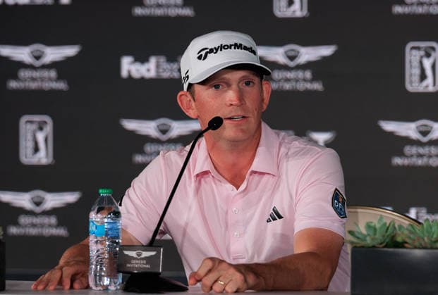February 22, 2026, South Pacific, California, USA: Jacob Bridgeman speaks to the media after winning the 2026 Genesis Invitational Golf Tournament on Sunday February 22, 2026 at the Riviera Country Club in Pacific Palisades, California. JAVIER ROJAS PI South Pacific USA - ZUMAp124 20260222_zaa_p124_151 Copyright: xJavierxRojasx
