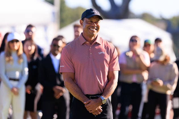 February 22, 2026, Pacific Palisades, California, USA: Tiger Woods speaks during the award ceremony after Jacob Bridgeman won the final round of the 2026 Genesis Invitational golf tournament on Sunday, February 22, 2026, at the Riviera Country Club in Pacific Palisades, California. JAVIER ROJAS PI Jacob Bridgeman Wins The 2026 Genesis Invitational  - ZUMAp124 20260222_zaa_p124_166 Copyright: xJavierxRojasx