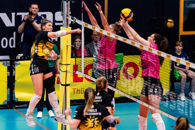 22.02.2026, GER, Volleyball, Frauen, Saison 25 26, ZOI DVV-Pokal, Halbfinale, VfB 91 Suhl Lotto Thueringen - Allianz MTV Stuttgart Mackenzie Foley (VfB 91 Suhl Lotto Thueringen) 98527 Suhl Sporthalle Wolfsgrube Thüringen Deutschland