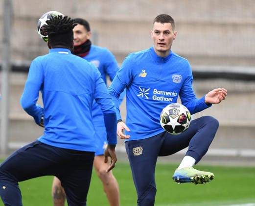 23.02.2026, xophax, Fussball , UEFA Champions League , 2025 2026 , Training von Bayer Leverkusen vor dem Spiel gegen Olympiakos Piräus. Patrick Schick ( Bayer Leverkusen ) Leverkusen