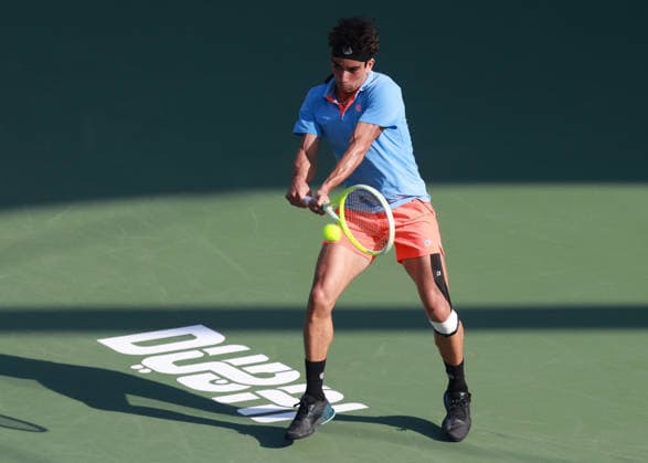 Moez Echargui, Dubai Duty Free Tennis Championships, Dubai, U.A.E. Tennis - Dubai Tennis Championships 2025 - ATP, Tennis Herren - Dubai Duty Free Tennis Stadium - Dubai - - United Arab Emirates - 23 February 2026. Copyright: xJuergenxHasenkopfx