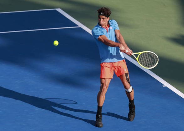 Moez Echargui, Dubai Duty Free Tennis Championships, Dubai, U.A.E. Tennis - Dubai Tennis Championships 2025 - ATP, Tennis Herren - Dubai Duty Free Tennis Stadium - Dubai - - United Arab Emirates - 23 February 2026. Copyright: xJuergenxHasenkopfx