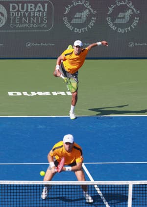 Petr Nouza, Patrik Rikl, Herren Doppel, Men s Doubles Dubai Duty Free Tennis Championships, Dubai, U.A.E. Tennis - Dubai Tennis Championships 2025 - ATP, Tennis Herren - Dubai Duty Free Tennis Stadium - Dubai - - United Arab Emirates - 23 February 2026. Copyright: xJuergenxHasenkopfx