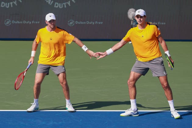 Petr Nouza, Patrik Rikl, Herren Doppel, Men s Doubles Dubai Duty Free Tennis Championships, Dubai, U.A.E. Tennis - Dubai Tennis Championships 2025 - ATP, Tennis Herren - Dubai Duty Free Tennis Stadium - Dubai - - United Arab Emirates - 23 February 2026. Copyright: xJuergenxHasenkopfx