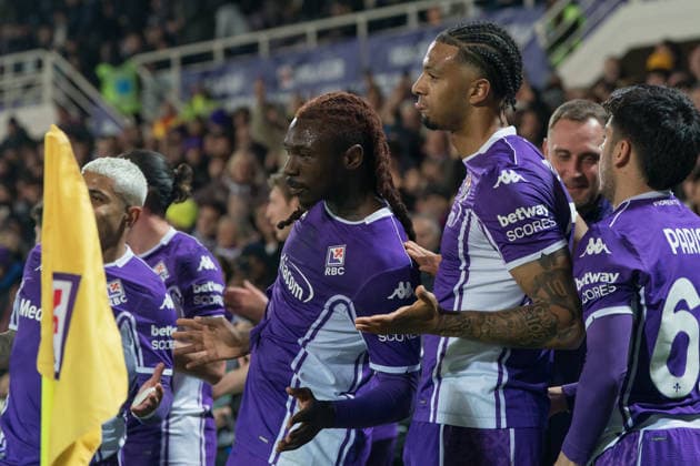 ACF Fiorentina v Pisa SC - Serie A Enilive Moise Kean of ACF Fiorentina celebrates with Cher Ndour after scoring first goal during the serie Serie A Enilive match between ACF Fiorentina and Pisa SC at Stadio Artemio Franchi on February 23, 2026 in Florence, Italy Florence Stadio Artemio Franchi Tuscany Italy Copyright: xGiuseppexMaffiax 260223_SerieA_Lazio-Atalanta_GM_04820