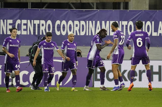 Fiorentina™s players celebrations after the goal of 1-0 during the Serie A soccer match between Fiorentina and Pisa at the Artemio Franchi stadium in Florence, center of Italy - Monday, February 23, 2026. - Soccer  Copyright: xMarcoxBucco LaxPressex