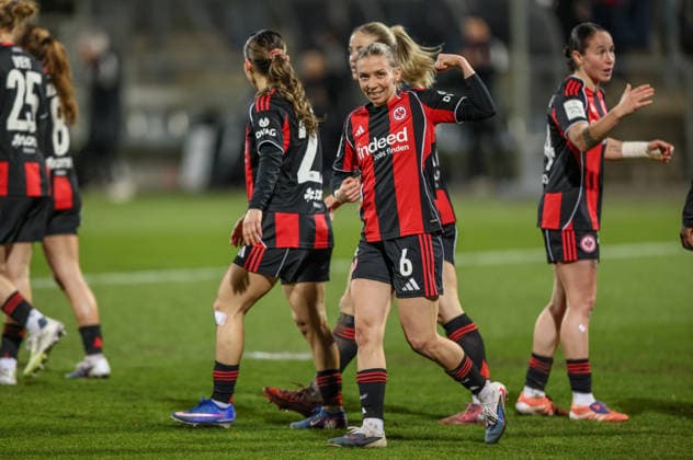 GER, Frankfurt, Eintracht Frankfurt vs SC Freiburg, Google Pixel Bundesliga, Fussball, DFB, Spielzeit 2025 2026, Stadion am Brentanobad, 19. Spieltag im Bild: Elisa Senß (Eintracht Frankfurt Frauen 6) erzielt das 2:0, Tor, Jubel und Freude, Emotionen DFB DFL REGULATIONS PROHIBIT ANY USE OF PHOTOGRAPHS AS IMAGE SEQUENCES AND OR QUASI-VIDEO, 23.02.2026 Copyright: HMBxMedia HendrikxHamelau