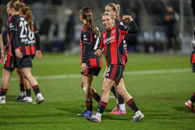 GER, Frankfurt, Eintracht Frankfurt vs SC Freiburg, Google Pixel Bundesliga, Fussball, DFB, Spielzeit 2025 2026, Stadion am Brentanobad, 19. Spieltag im Bild: Elisa Senß (Eintracht Frankfurt Frauen 6) erzielt das 2:0, Tor, Jubel und Freude, Emotionen DFB DFL REGULATIONS PROHIBIT ANY USE OF PHOTOGRAPHS AS IMAGE SEQUENCES AND OR QUASI-VIDEO, 23.02.2026 Copyright: HMBxMedia HendrikxHamelau