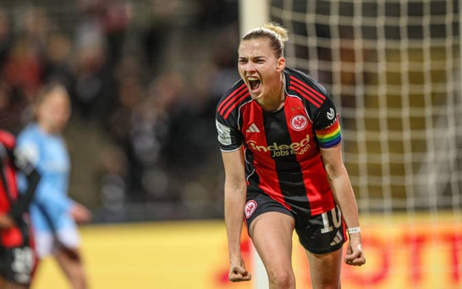 GER, Frankfurt, Eintracht Frankfurt vs SC Freiburg, Google Pixel Bundesliga, Fussball, DFB, Spielzeit 2025 2026, Stadion am Brentanobad, 19. Spieltag im Bild: Laura Freigang (Eintracht Frankfurt Frauen 10), 1:0, Tor, Jubel und Freude, Emotionen DFB DFL REGULATIONS PROHIBIT ANY USE OF PHOTOGRAPHS AS IMAGE SEQUENCES AND OR QUASI-VIDEO, 23.02.2026 Copyright: HMBxMedia HendrikxHamelau