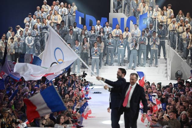JO2026 : cÃ rÃ monie olympique - retour de la delegation francaise - Albertville Ceremony of the French delegation and the handover of the Olympic flag to France the day after the closing ceremony of the Milan-Cortina, Italy 2026 Winter Olympic Games, Olympische Spiele, Olympia, OS Albertville, Isere, February 23, 2026 ALBERTVILLEFrance  Copyright: xMouradxAllilix