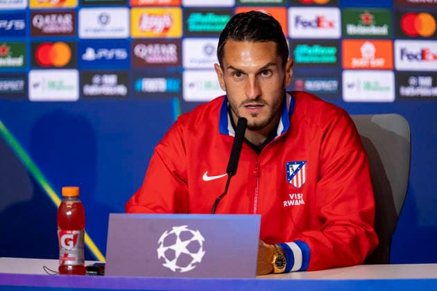 Atletico de Madrid Training Session And press conference, PK, Pressekonferenz - UEFA Champions League 2025 26 League Knockout Play-off Second Leg Jorge Resurreccion Koke of Atletico de Madrid speaks during the Training Session And Press Conference ahead of the UEFA Champions League 2025 26 League Knockout Play-off Second Leg match against Club Brugge KV at Estadio Riyadh Air Metropolitano on February 23, 2026 in Madrid, Spain. Madrid Estadio Riyadh Air Metropolitano Madrid Spain Copyright: xAlbertoxGardinx AGardin_20260223_Foot_Champ_Atletico_Madrid_PC_0165
