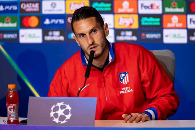 Atletico de Madrid Training Session And press conference, PK, Pressekonferenz - UEFA Champions League 2025 26 League Knockout Play-off Second Leg Jorge Resurreccion Koke of Atletico de Madrid speaks during the Training Session And Press Conference ahead of the UEFA Champions League 2025 26 League Knockout Play-off Second Leg match against Club Brugge KV at Estadio Riyadh Air Metropolitano on February 23, 2026 in Madrid, Spain. Madrid Estadio Riyadh Air Metropolitano Madrid Spain Copyright: xAlbertoxGardinx AGardin_20260223_Foot_Champ_Atletico_Madrid_PC_0176