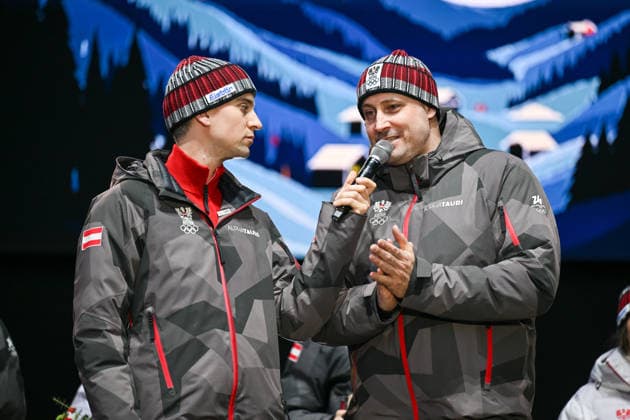 OLYMPICS - Winter Olympic Games, Olympische Spiele, Olympia, OS Milano Cortina 2026 INNSBRUCK,AUSTRIA,23.FEB.26 - OLYMPICS - Winter Olympic Games Milano Cortina 2026, Olympic Team Austria, medal celebration. Image shows secretary general Florian Gosch (OEOC).  GEPAxpictures xDanielxSchoenherr