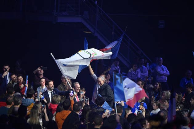 JO2026 : cÃ rÃ monie olympique - retour de la delegation francaise - Albertville French president of the Rhone-Alpes region Fabrice Pannekoucke and Provence-Alpes-CÃ te d Azur region president Renaud Muselier during the Ceremony of the French delegation and the handover of the Olympic flag to France the day after the closing ceremony of the Milan-Cortina, Italy 2026 Winter Olympic Games, Olympische Spiele, Olympia, OS Albertville, Isere, February 23, 2026 AlbertvilleFrance  Copyright: xMouradxAllilix
