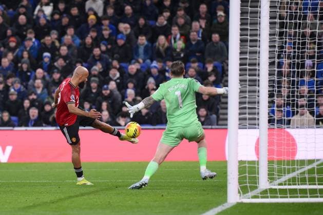 Bryan Mbeumo of Manchester United, ManU has a shot on goal - Everton v Manchester United, Premier League, Hill Dickinson Stadium, Liverpool, UK, Football - 23rd February 2026 Everton v Manchester United, Premier League, Football, Hill Dickinson Stadium, Liverpool, UK - 23 Feb 2026Liverpool Hill Dickinson Stadium United Kingdom EDITORIAL USE ONLY No use with unauthorised audio, video, data, fixture lists, club league logos or live services. Online in-match use limited to 120 images, no video emulation. No use in betting, games or single club league player publications. Copyright: xMDI Shutterstockx 16687971u