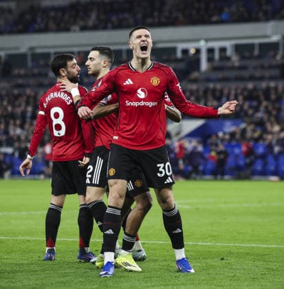 Everton v Manchester Utd, FA Premier League 23.02.26 Everton v Manchester Utd, FA Premier League Bradley Ormesher The Times Benjamin Sesko of Manchester Unitedscores and celebrates scoring his teams opening goal of the match 0-1  Copyright: xBradleyxOrmesherx NINTCHDBPICT001061643415