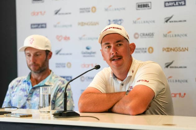 GOLF NEW ZEALAND OPEN, Ben Campbell and Lucas Herbert speak at a press conference, PK, Pressekonferenz during the The 105th New Zealand Open at Millbrook Resort, Queenstown, NZ, Tuesday, February 24, 2026, (AAP Image Michael Thomas via Photosport) NO ARCHIVING NO ARCHIVING QUEENSTOWN NEW ZEALAND  Copyright: xMICHAELxTHOMASx 20260224120620180372