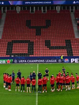 UEFA Champions League - Olympiacos Piraeus Training - Players of Olympiacos FC attend a training session ahead of the UEFA Champions League Play-Offs 2nd leg soccer match between Bayer 04 Leverkusen and Olympiacos FC in BayArena, Leverkusen, Germany, on 24 February 2026. IMAGO ONE INCH PRODUCTIONS LEVERKUSEN GERMANY Copyright: xONExINCHxPRODUCTIONSx 6867741