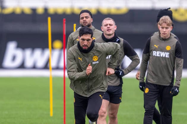 24.02.2026: Fußball: Training von Borussia Dortmund auf dem Trainingsgelände in Brackel vor dem Rückspiel in den Play Offs der Champions League bei Atalanta Bergamo. Emre Can (Borussia (Borussia Dortmund) in Aktion. Copyright: xDavidxInderliedx