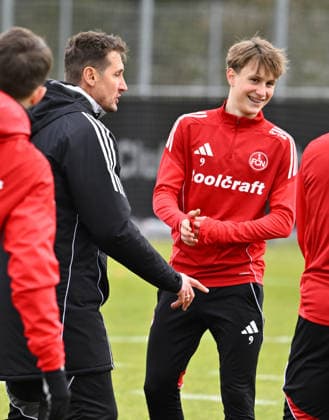 24.02.2026 - Fussball - 2. Fussball - Bundesliga - Saison 2025 2026 - 1. FC Nürnberg Nuernberg FCN ( Club ) - Training - Sportfoto Zink - xwoxzix - Miroslav Miro Klose ( Trainer 1. FC Nürnberg FCN ) Marko Soldic (16, 1. FC Nürnberg FCN )