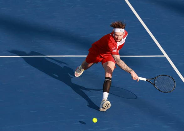 Alexander Bublik, Dubai Duty Free Tennis Championships, Dubai, U.A.E. Tennis - Dubai Tennis Championships 2025 - ATP, Tennis Herren - Dubai Duty Free Tennis Stadium - Dubai - - United Arab Emirates - 24 February 2026. Copyright: xJuergenxHasenkopfx