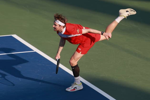 Alexander Bublik, Dubai Duty Free Tennis Championships, Dubai, U.A.E. Tennis - Dubai Tennis Championships 2025 - ATP, Tennis Herren - Dubai Duty Free Tennis Stadium - Dubai - - United Arab Emirates - 24 February 2026. Copyright: xJuergenxHasenkopfx
