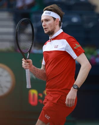 Alexander Bublik macht die Faust und jubelt, Jubel, Freude, Emotion, Dubai Duty Free Tennis Championships, Dubai, U.A.E. Tennis - Dubai Tennis Championships 2025 - ATP, Tennis Herren - Dubai Duty Free Tennis Stadium - Dubai - - United Arab Emirates - 24 February 2026. Copyright: xJuergenxHasenkopfx