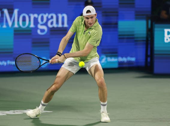 Ugo Humbert, Dubai Duty Free Tennis Championships, Dubai, U.A.E. Tennis - Dubai Tennis Championships 2025 - ATP, Tennis Herren - Dubai Duty Free Tennis Stadium - Dubai - - United Arab Emirates - 24 February 2026. Copyright: xJuergenxHasenkopfx