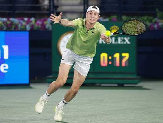 Ugo Humbert, Dubai Duty Free Tennis Championships, Dubai, U.A.E. Tennis - Dubai Tennis Championships 2025 - ATP, Tennis Herren - Dubai Duty Free Tennis Stadium - Dubai - - United Arab Emirates - 24 February 2026. Copyright: xJuergenxHasenkopfx