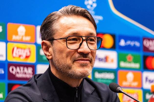 24.02.2026, Atalanta Bergamo vs. Borussia Dortmund, UEFA Champions League, Playoffs-Rückspiel Die Pressekonferenz vor dem Rückspiel mit Niko Kovac (Borussia Dortmund, Trainer) und Jobe Bellingham (Borussia Dortmund, 7) Regulations prohibit any use of photographs as image sequences and or quasi video Copyright: xBahhoxKarax