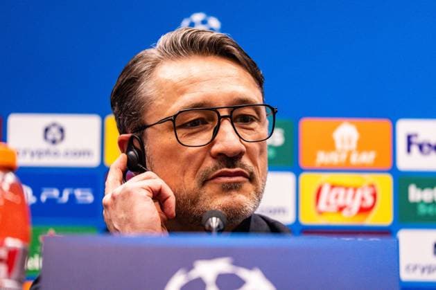 24.02.2026, Atalanta Bergamo vs. Borussia Dortmund, UEFA Champions League, Playoffs-Rückspiel Die Pressekonferenz vor dem Rückspiel mit Niko Kovac (Borussia Dortmund, Trainer) und Jobe Bellingham (Borussia Dortmund, 7) Regulations prohibit any use of photographs as image sequences and or quasi video Copyright: xBahhoxKarax