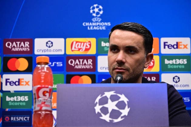 February 24, 2026, Bergamo, Italy: Atalanta s coach Raffaele Palladino during press conference, PK, Pressekonferenz on the eve of the UEFA Champions League play-off soccer match between Atalanta BC and Borussia Dortmund at Bergamo Stadium in Bergamo, Italy, 24 Febuary 2026. ANSA MICHELE MARAVIGLIA. Soccer: Champions League; Atalanta BC-Borussia Dortmund  - ZUMAa110 20260224_zaf_a110_032 Copyright: xMichelexMaravigliax