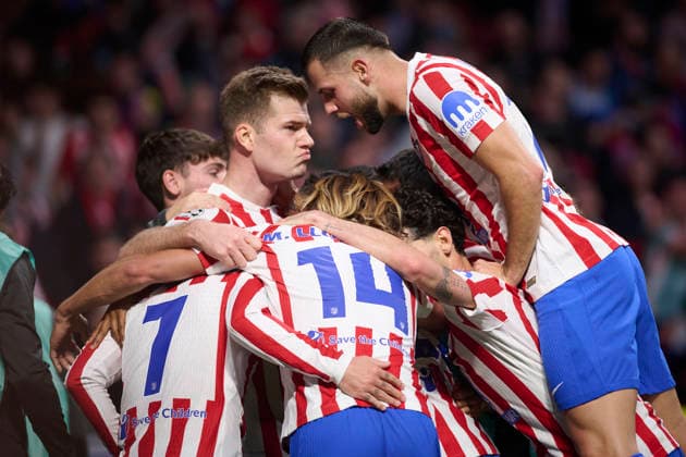 ATLETICO DE MADRID v CLUB BRUGGE KV. CHAMPIONS LEAGUE 2025 2026. ROUND KO PLAY-OFFS 2ND LEG MATCH. Atletico de Madrid s Alexander Sorloth celebrates goal with his teammates during Champions League 2025 2026, KO play-offs 2nd leg match. February 24 ,2026. (ALTERPHOTOS Jorge Ropero) MadridSpain  Copyright: xJorgexRoperox
