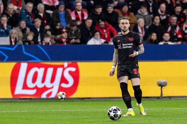 UEFA Champions League: Bayer 04 Leverkusen - Olympiacos FC; 24.02.2026 Aleix García (Bayer 04 Leverkusen, 24) UEFA Champions League: Bayer 04 Leverkusen - Olympiacos FC; BayArena, Leverkusen; 24.02.2026 Copyright: xBEAUTIFULxSPORTS Buriakovx