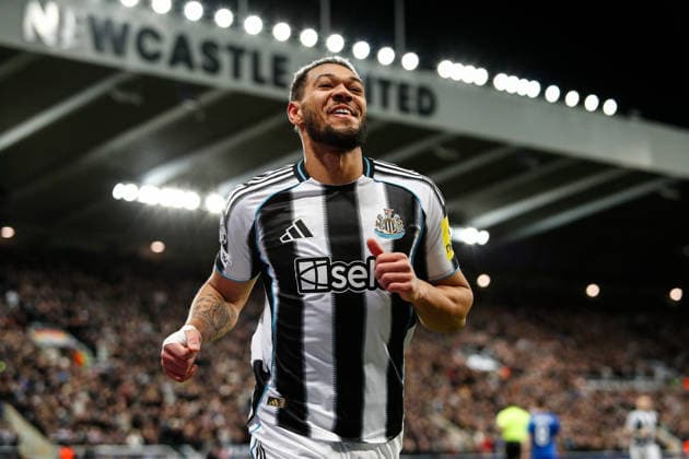 Newcastle United v QarabaÄü FK UEFA Champions League Joelinton of Newcastle United celebrates after scoring his teams second goal during the UEFA Champions League Knockout Play-off Second Leg match at St. James s Park, Newcastle 24 02 2026 UK Newspapers OUT Copyright: xMaxxTomlinsonx FIL-23037-0036