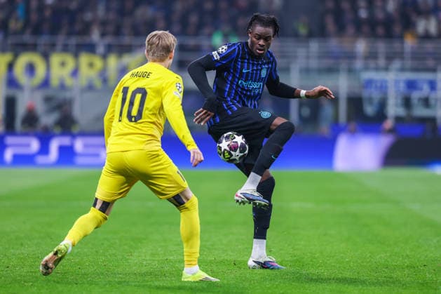 FC Internazionale vs FK Bodo Glimt - UEFA Champions League 2025 26 League Knockout Play-off Second Leg - 24 02 2026 Yann Aurel Ludger Bissek of FC Internazionale seen in action during UEFA Champions League 2025 26 League Knockout Play-off Second Leg football match between FC Internazionale and FK Bodo Glimt at San Siro Stadium in Milan Copyright: xBEAUTIFULxSPORTS Carabellix