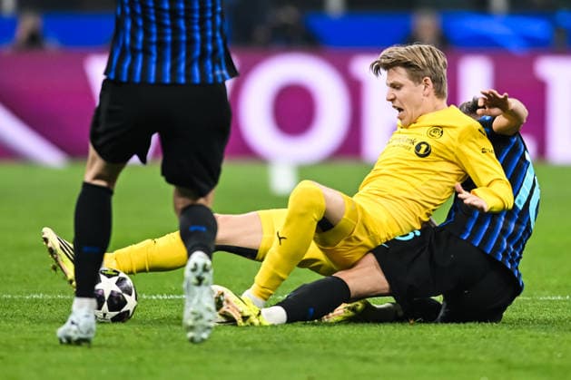 260224 Jens Petter Hauge of Bodo Glimt during the UEFA Champions League football match between Inter and Bodo Glimt on February 24, 2026 in Milan. Photo: Marius Simensen BILDBYRAN COP 238 MM0057 bbeng football fotball fotboll soccer uefa champions league mesterligaen bodo glimt inter fc internazionale milano Copyright: MARIUSxSIMENSEN BB260224BB375