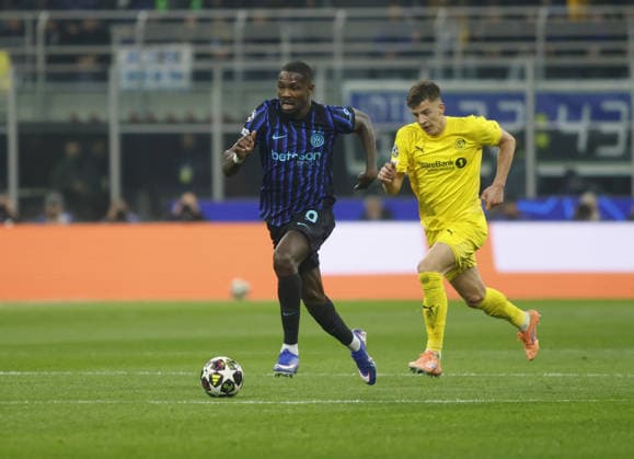 Marcus Thuram of FC Inter during the Uefa Champions League, second leg play-off, season 2025 2026, football match between, FC Internazionale Milano v Fotballklubben Bodo Glimt on 24 February 2026 at â?? Giuseppe Meazza Stadium, San Siro, Milan, Italy Photo Nderim Kaceli  Copyright: xNderimxKaceli IPAxSportx xipa-agency.netx xx IPA_71977997 IPA_Agency_IPA71977997