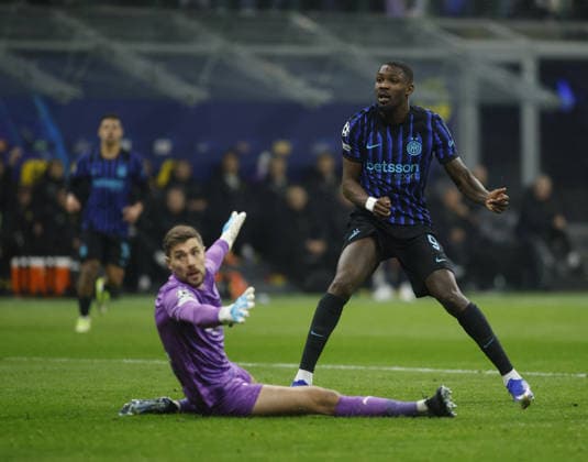 CALCIO - UEFA Champions League - Inter - FC Internazionale vs FK Bodo Glimt Marcus Thuram of FC Inter during the Uefa Champions League, second leg play-off, season 2025 2026, football match between, FC Internazionale Milano v Fotballklubben Bodo Glimt on 24 February 2026 at â?? Giuseppe Meazza Stadium, San Siro, Milan, Italy Photo Nderim Kaceli Milan Italy  Copyright: xIPAxSport ABACAx