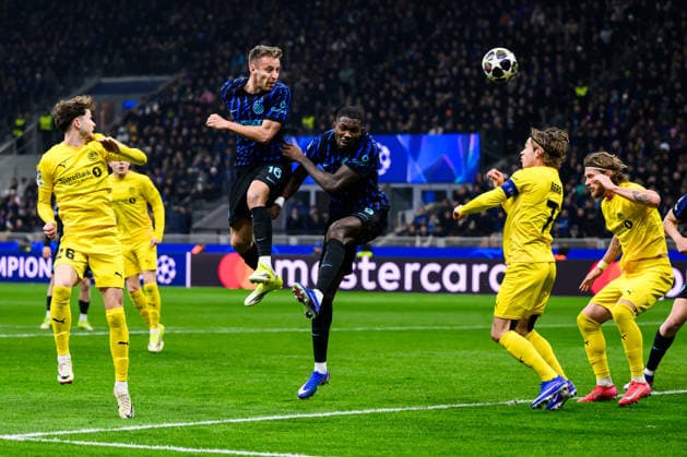 260224 Davide Frattesi of Inter during the UEFA Champions League football match between Inter and Bodo Glimt on February 24, 2026 in Milan. Photo: Marius Simensen BILDBYRAN COP 238 MM0057 bbeng football fotball fotboll soccer uefa champions league mesterligaen bodo glimt inter fc internazionale milano Copyright: MARIUSxSIMENSEN BB260224BB419