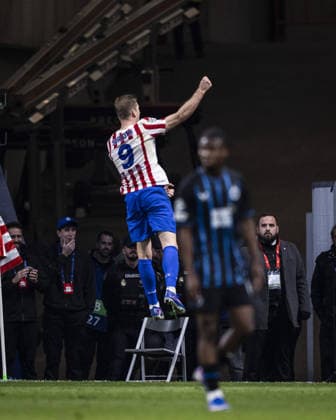MADRID, SPAIN - FEBRUARY 24: Alexander Sørloth of Atletico de Madrid celebrates after scoring a goal during the UEFA Champions League 2025 26 match between Atletico de Madrid and Club Brugge at the Metropolitano Stadium in Madrid, Spain (Photo by Ricardo Nogueira Sports Press Photo) Copyright: xPedroxLoureiro SportsxPressxPhotx Sportspressphoto_SPR97313