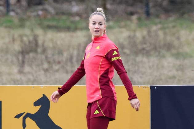 Frankfurt am Main, Deutschland 24. Februar 2026: Vorbereitung auf das Frauen WM-Qualifikationsspiel Deutschland vs. Slovenien - Training Im Bild: Giulia Gwinn (Deutschland) Copyright: HMBxMedia MadeleinexFantini