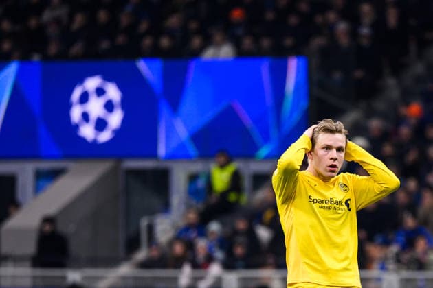 260224 Jens Petter Hauge of Bodo Glimt during the UEFA Champions League football match between Inter and Bodo Glimt on February 24, 2026 in Milan. Photo: Marius Simensen BILDBYRAN COP 238 MM0057 bbeng football fotball fotboll soccer uefa champions league mesterligaen bodo glimt inter fc internazionale milano Copyright: MARIUSxSIMENSEN BB260224BB509