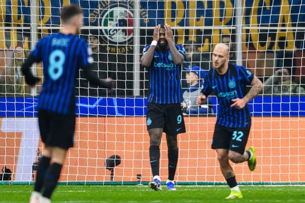 260224 Marcus Thuram of Inter looks dejected during the UEFA Champions League football match between Inter and Bodo Glimt on February 24, 2026 in Milan. Photo: Marius Simensen BILDBYRAN COP 238 MM0057 bbeng football fotball fotboll soccer uefa champions league mesterligaen bodo glimt inter fc internazionale milano depp Copyright: MARIUSxSIMENSEN BB260224BB520