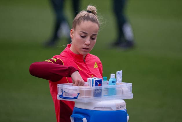 Frankfurt am Main, Deutschland 24. Februar 2026: Vorbereitung auf das Frauen WM-Qualifikationsspiel Deutschland vs. Slovenien - Training Im Bild: Giulia Gwinn (Deutschland) Copyright: HMBxMedia MadeleinexFantini