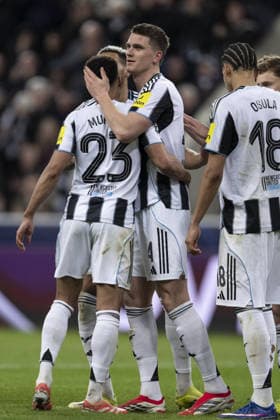 NEWCASTLE UPON TYNE, ENGLAND - FEBRUARY 24: Sven Botman of Newcastle United celebrates after scoring a goal during the UEFA Champions League 2025 26 match between Newcastle United and Qarabag at St James Park, Newcastle in England (Photo by Will Palmer Sports Press Photo) Copyright: xWillxPalmer SportsxPressxPhotox Sportspressphoto_SPR97332